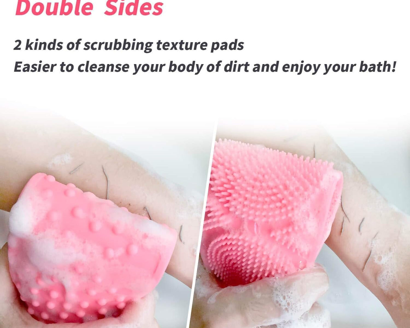 Silicone Body Back Scrubber Double Side Bathing Brush for Skin Deep Cleaning Massage, Dead Skin Removal (101 Gm | medium Size /1pc)