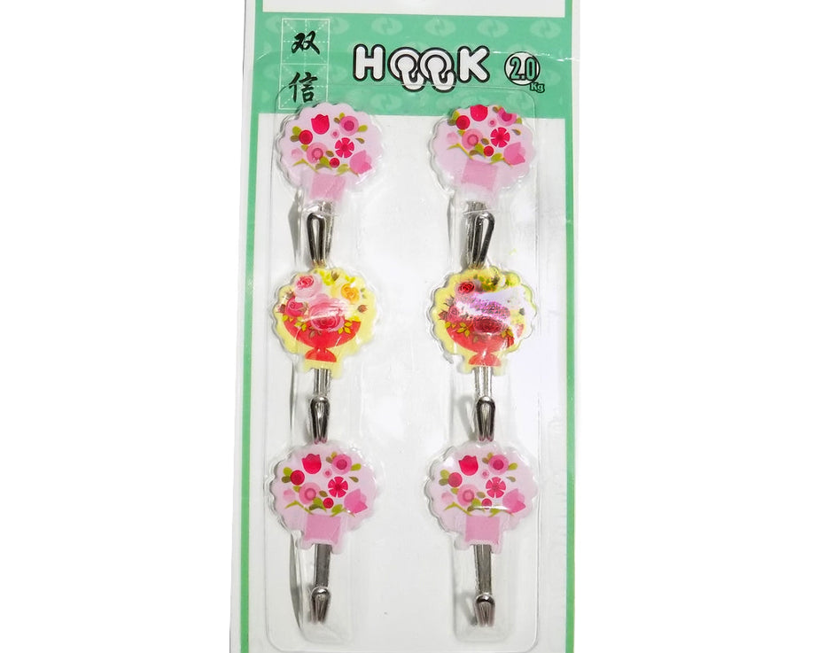 Multipurpose self-adhesive plastic wall hooks for home use, 6 pcs.