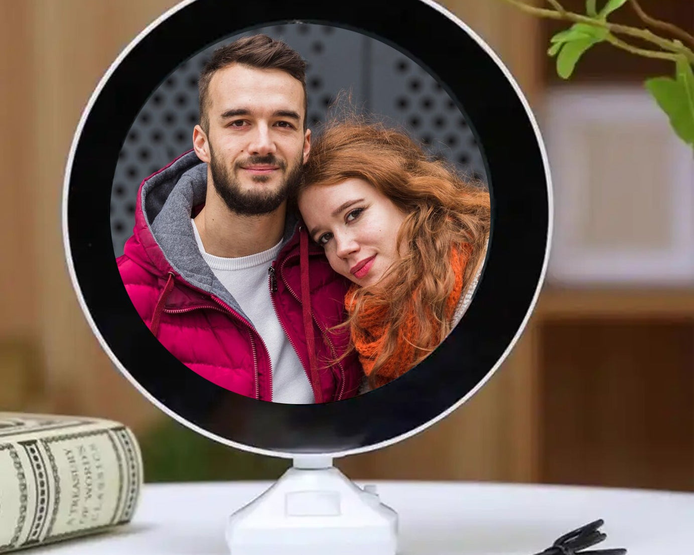 Plastic 2 in 1 Mirror Come Photo Frame with Led Light