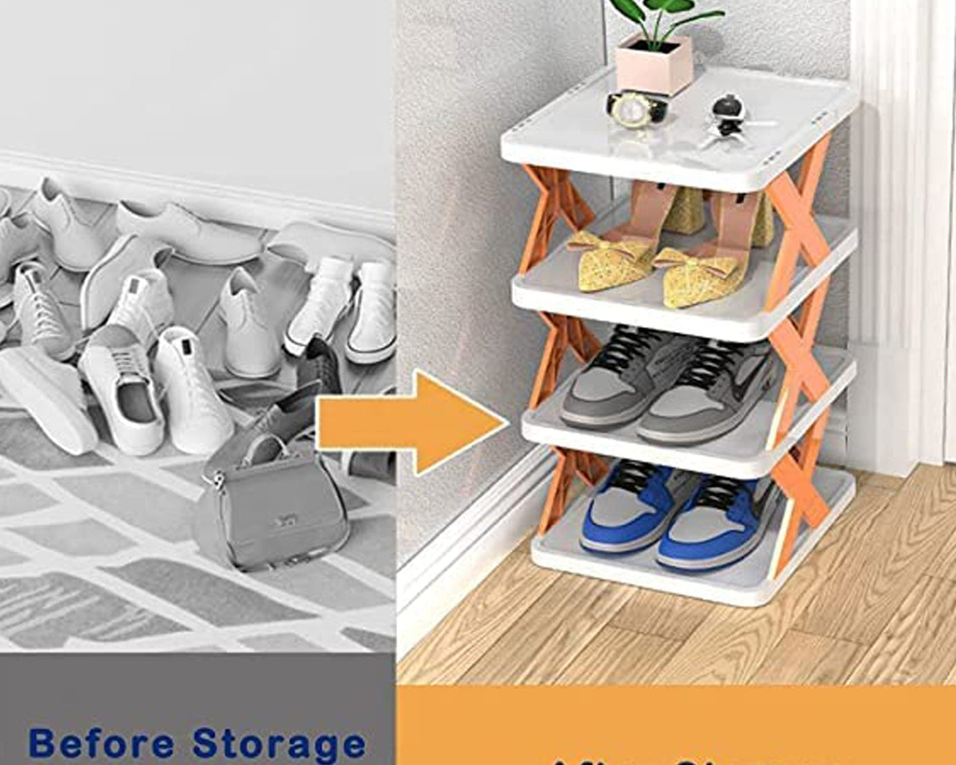 6 LAYER SHOE RACK DESIGN LIGHTWEIGHT ADJUSTABLE PLASTIC FOLDABLE SHOE CABINET STORAGE PORTABLE FOLDING SPACE SAVING SHOE ORGANIZER HOME AND OFFICE