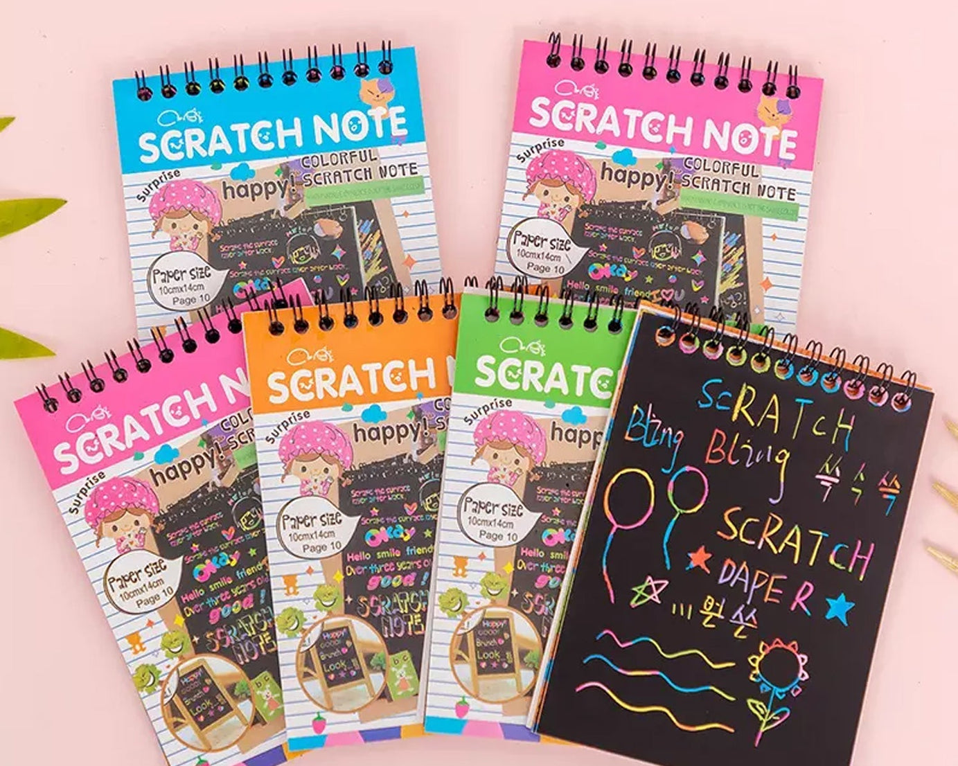 Rainbow art scratch book for creative fun, 10 pages