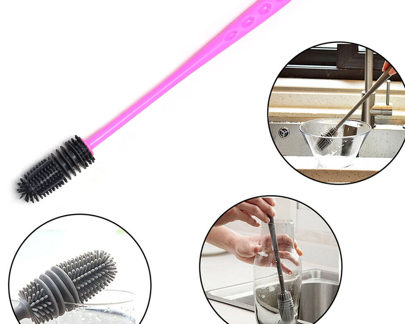 Long cleaning brush for narrow neck water bottles