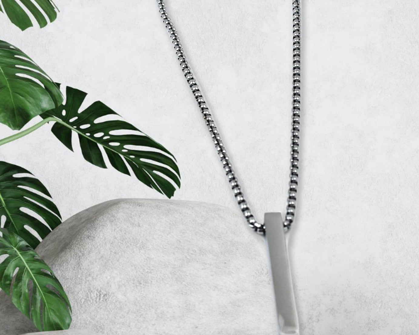 Plain Vertical Bar Necklace with Chain