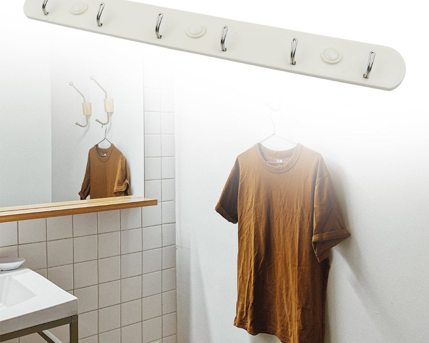 4041 Multipurpose hangers, Wall Door Hooks Rail for Hanging Clothes for Hanging Hook Rack Rail, Extra Long Coat Hanger Wall Mount for Clothes, Jacket, Hats, 6 Hook