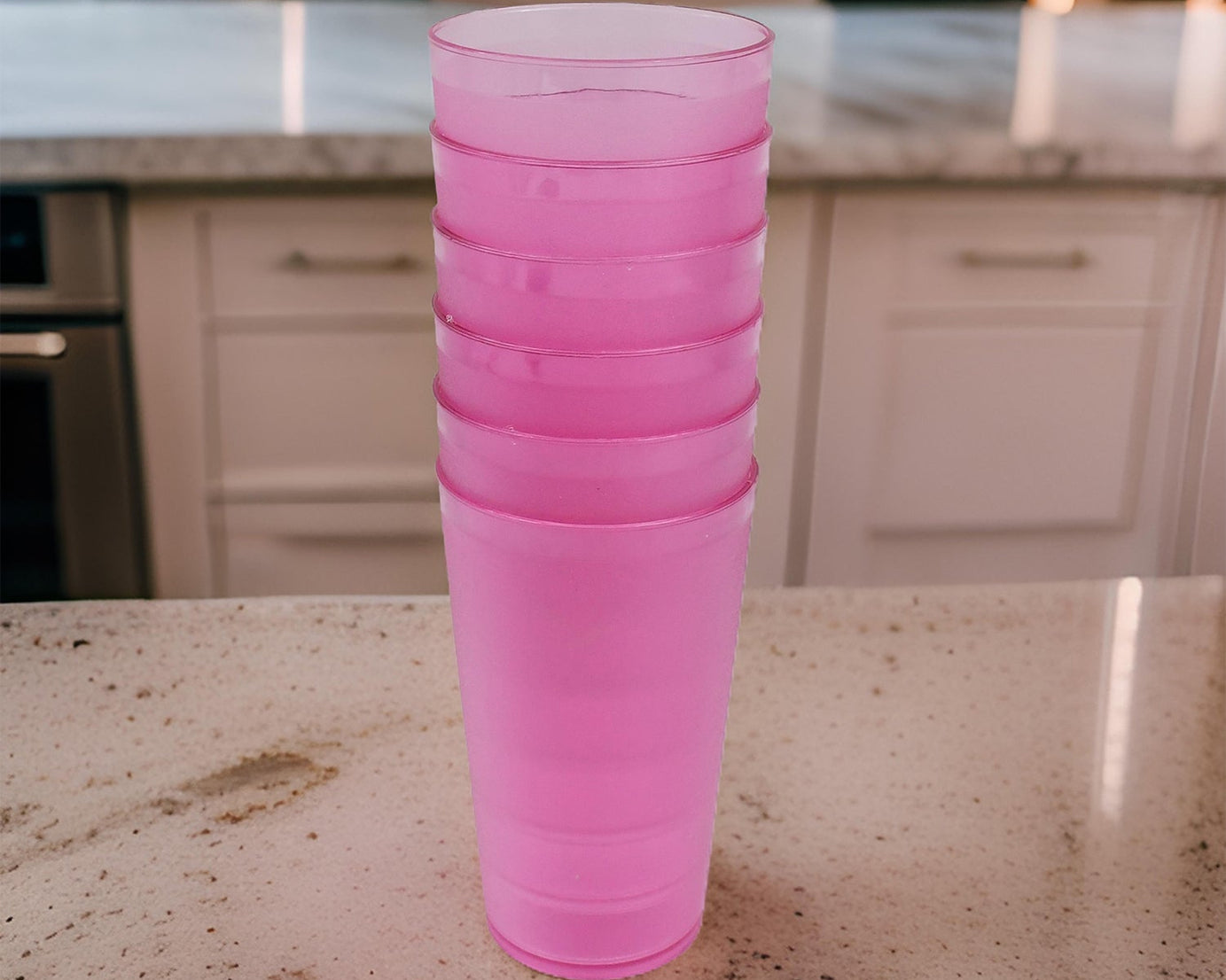 Practical large drinking glasses for everyday use in kitchen and office.