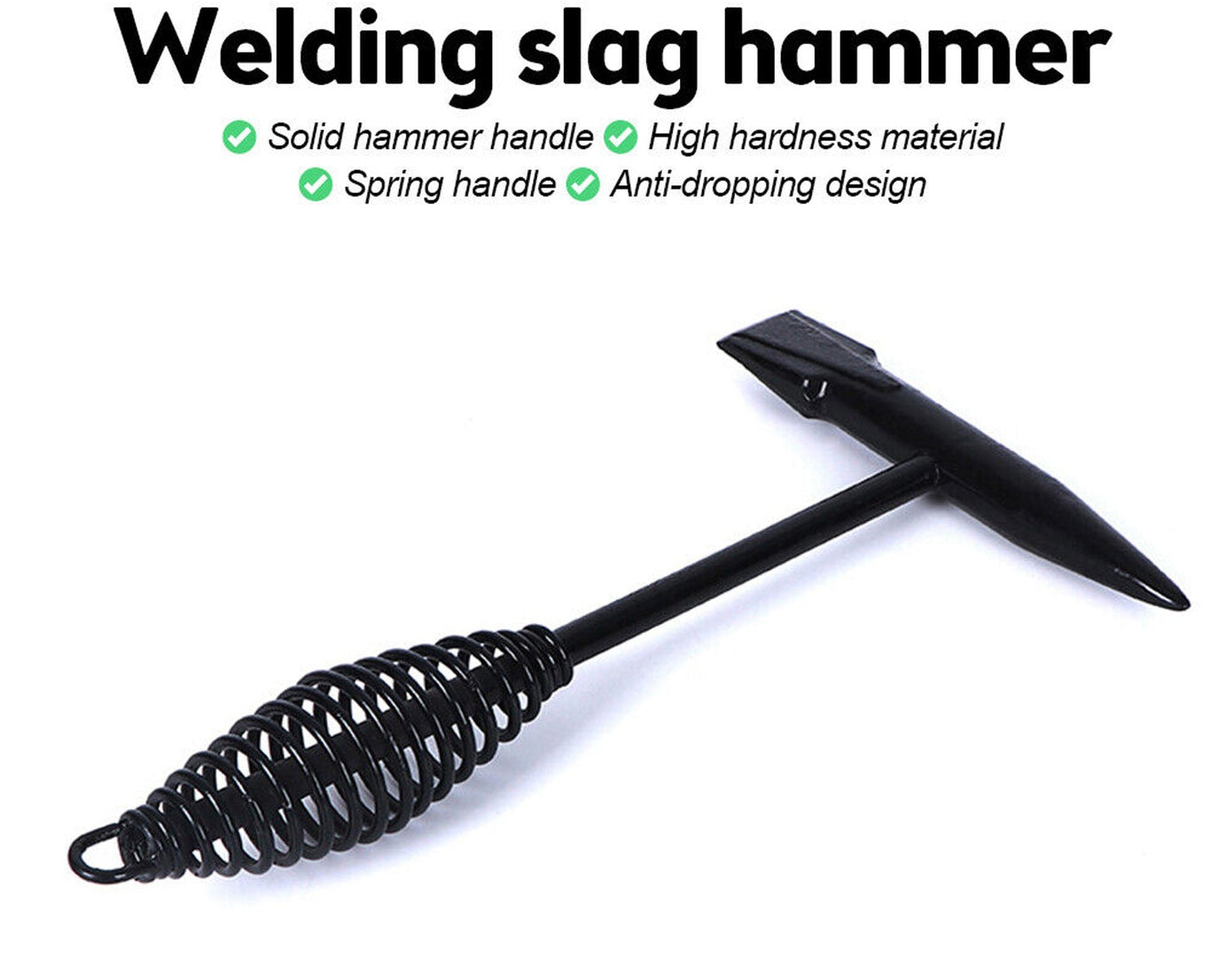 Welding Slag Removal Tool Chipping Hammer with Coil Spring Handle, Mufti Functional for Cleaning Removing Slag Industrial Weld Slag Spatter Removal Tool Welding Hammer, for Machinery Electrician (1 Pc )