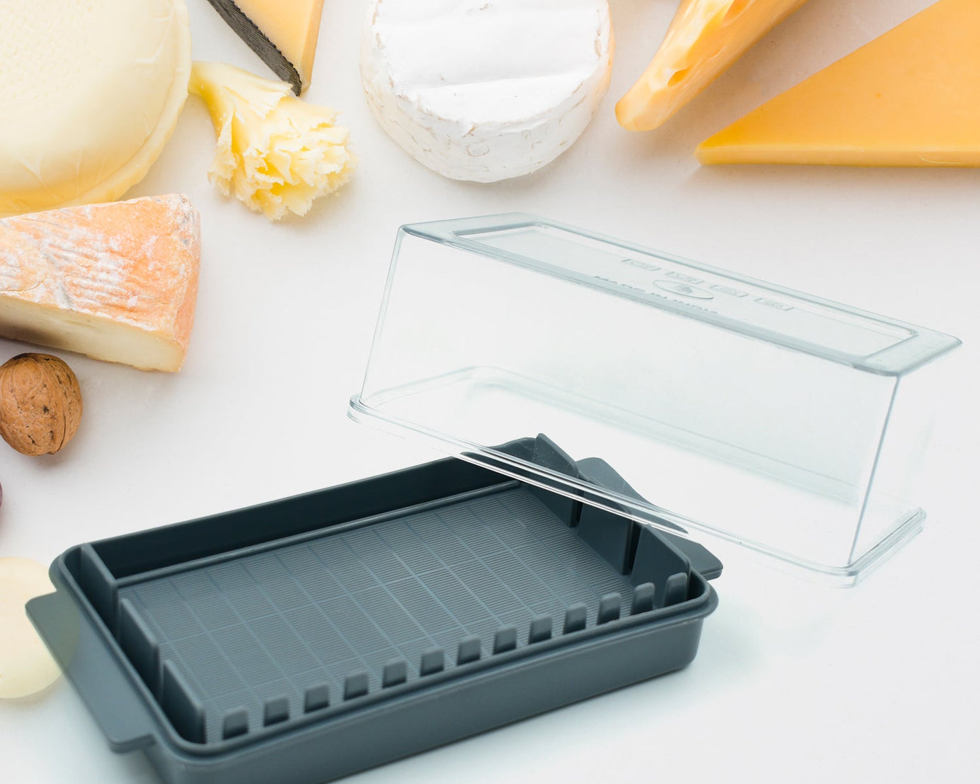 5848 Butter storage box with slicer for easy cutting,cheese butter organizer dispenser for kitchen refrigerator,Transparent plastic butter box with lid,butter cutter slicer storage tray (1 Pc)