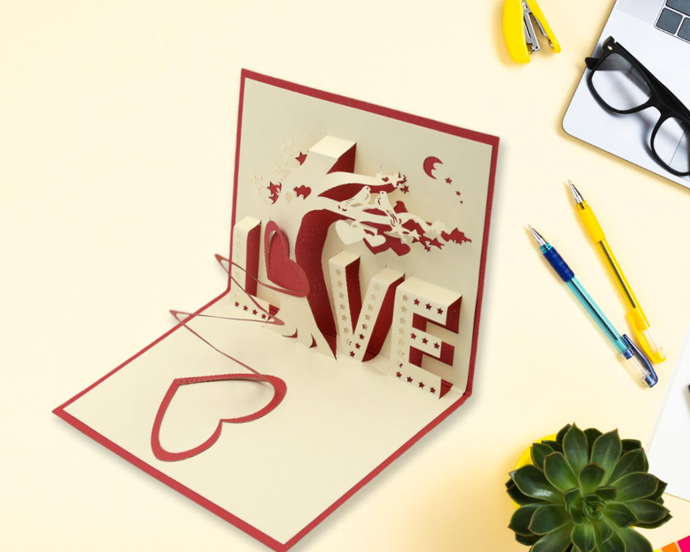 3D Paper Wish Card High Quality Paper Card All Design Card Good Wishing Card  (Birthday , Valentine , love , Christmas Card) (1Pc )