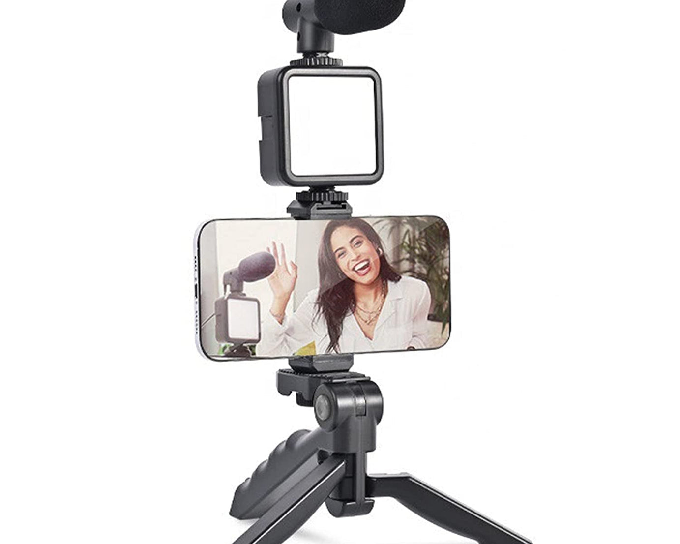 Vlogging kit with mini tripod and LED light