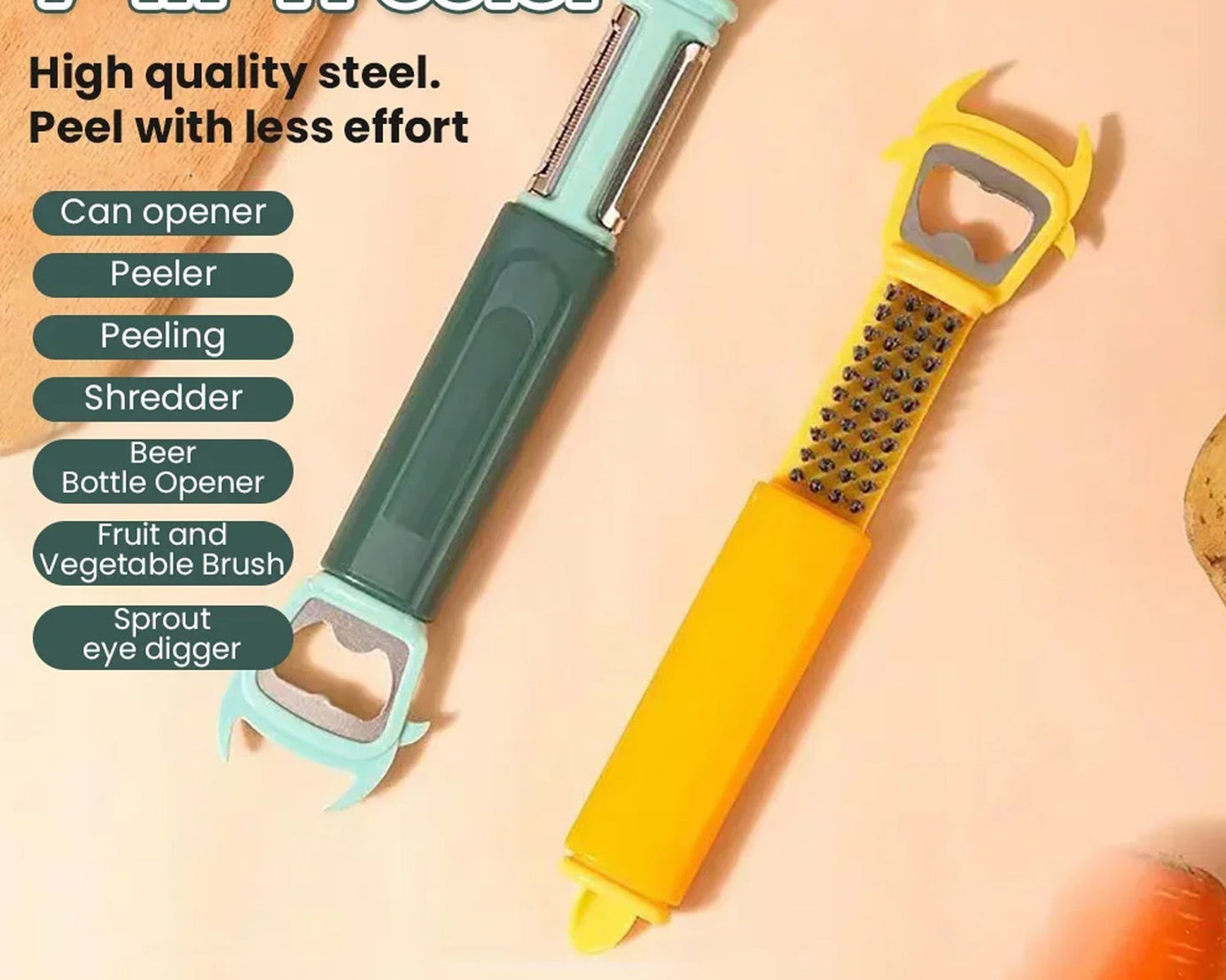 5541 Multifunctional, Vegetable Fruit Peelers Slicer Can Opener 7 In 1 Kitchen Peeler For Veggie Fruit Potato Carrot Durable Kitchen Peeling Tool Non-slip Handle Durable For Potato, Fruit, Vegetables, Carrots, Cucumbers