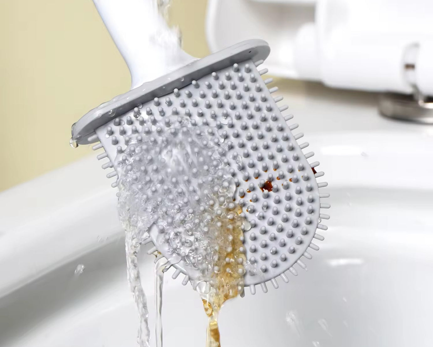 Portable Silicone Toilet Brush with Holder Flex Toilet Brush - Wall Mounted Anti-drip Set Toilet Cleaner Brush | Non-Slip Long Handle Toilet Brush Pack of 1