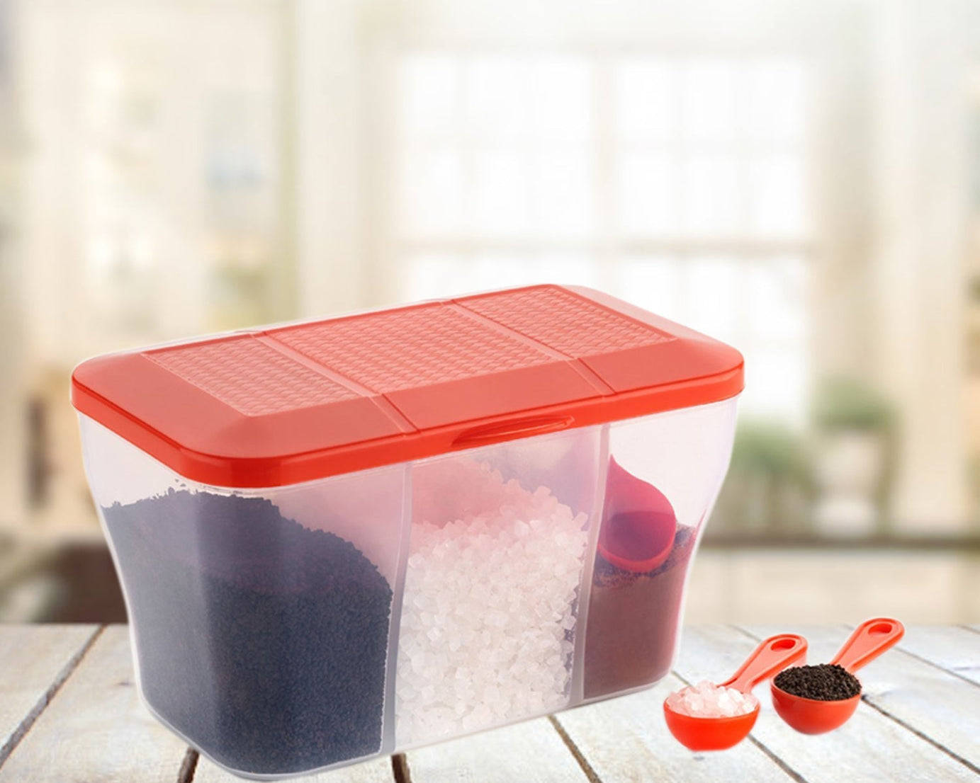 Plastic square container, 750ml capacity, for organizing and storing essentials.