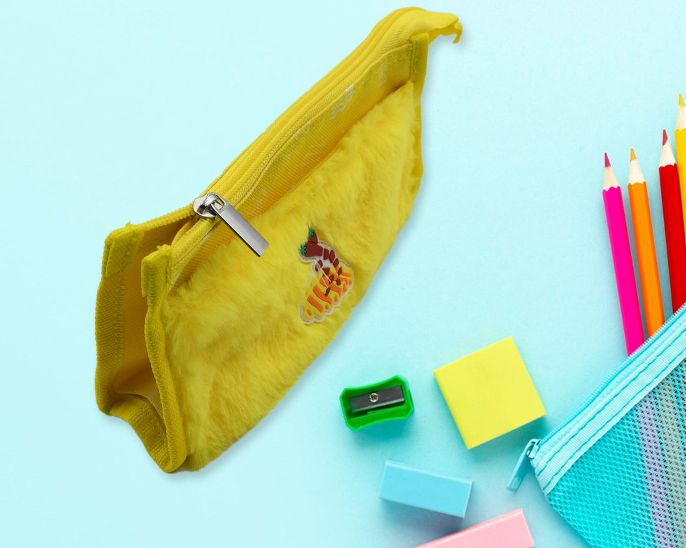 Smart Design Solid Colour Double Pocket Large Capacity with Zipper, Reusable Multipurpose Washable Pouch Pen Pencil Stationary Case Travel, Boys & Girls Pouch with Zip for Travel, School, Stationary (2 Pocket)