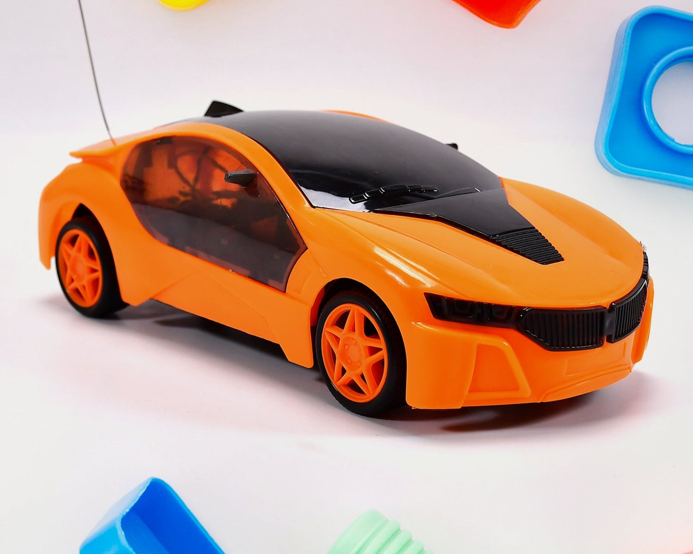 Modern racing car with remote control and 3D lights