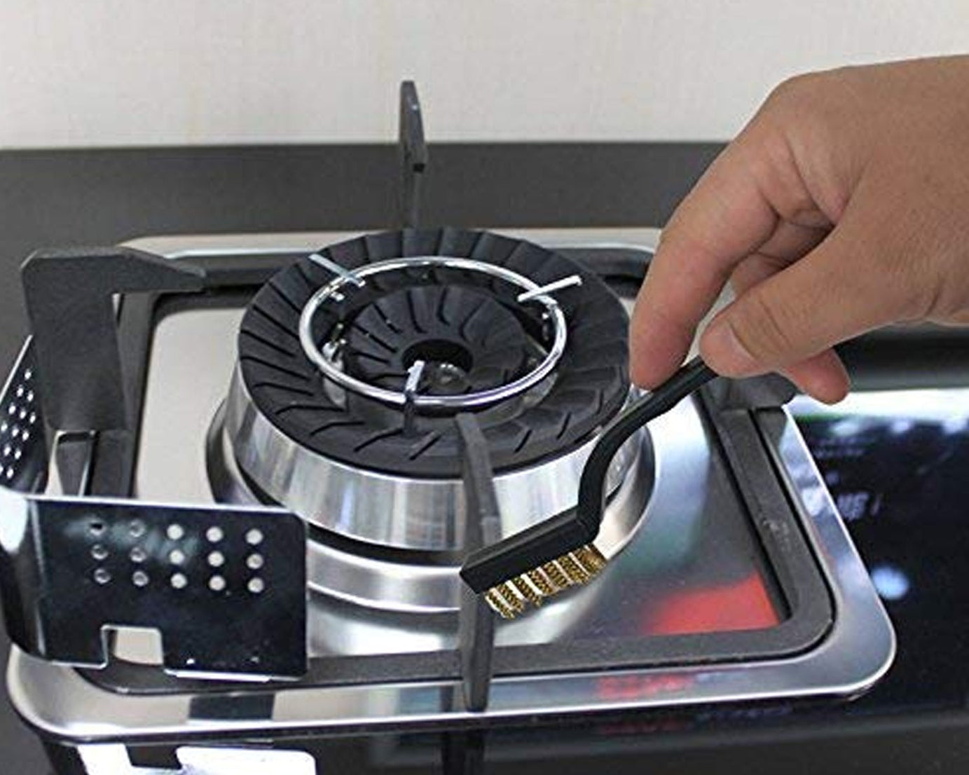 3pc Mini Wire Brush Set Brass Nylon Stainless Steel Bristles Household Cleaning Brush for Gas Stove, Smoke Machine Tool Burner Tiles Tap Rust Removal Welding Slag Dirt & Paint Scrubbing (3 Pcs Set)