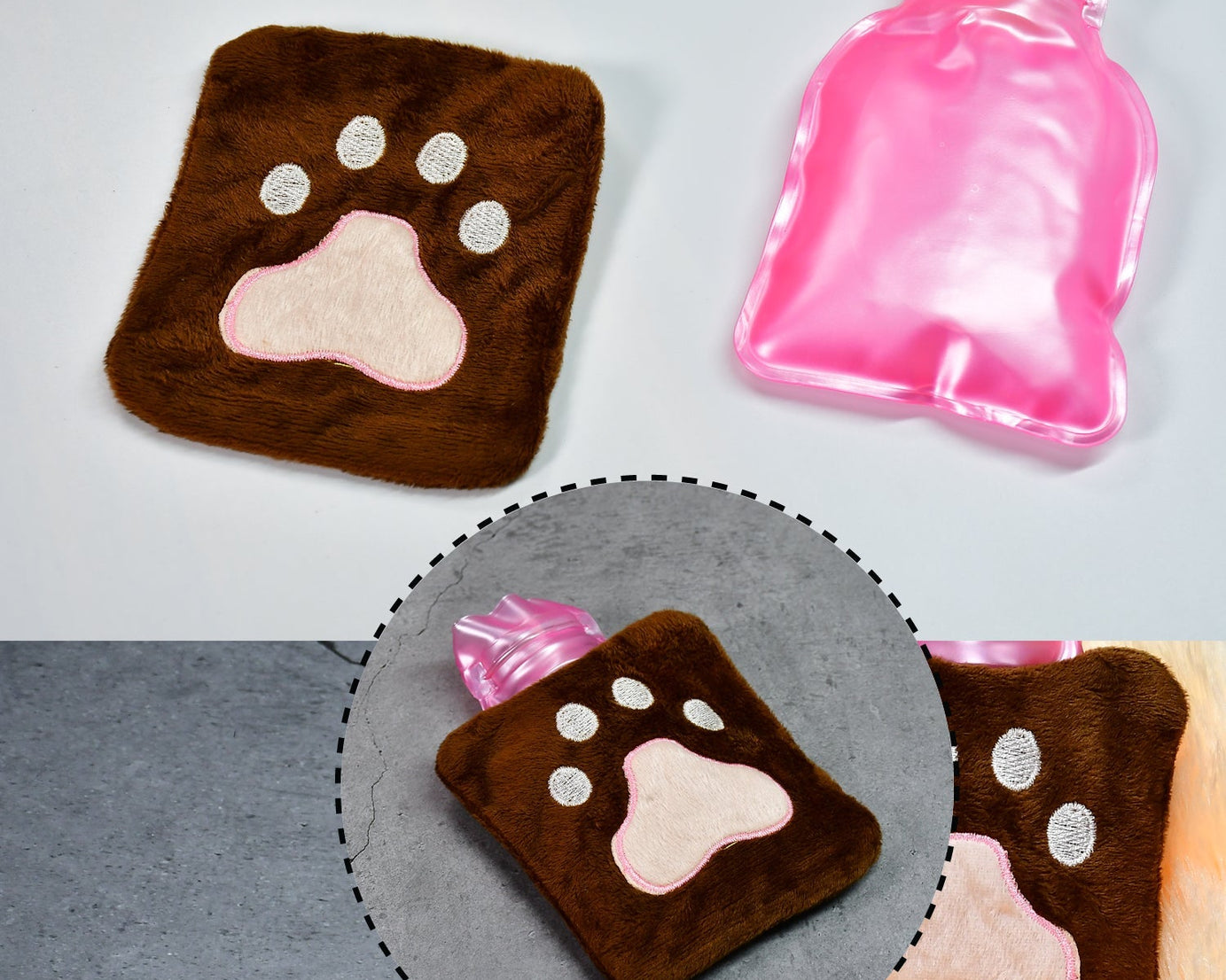 6518 Paw Print small Hot Water Bag with Cover for Pain Relief, Neck, Shoulder Pain and Hand, Feet Warmer, Menstrual Cramps.