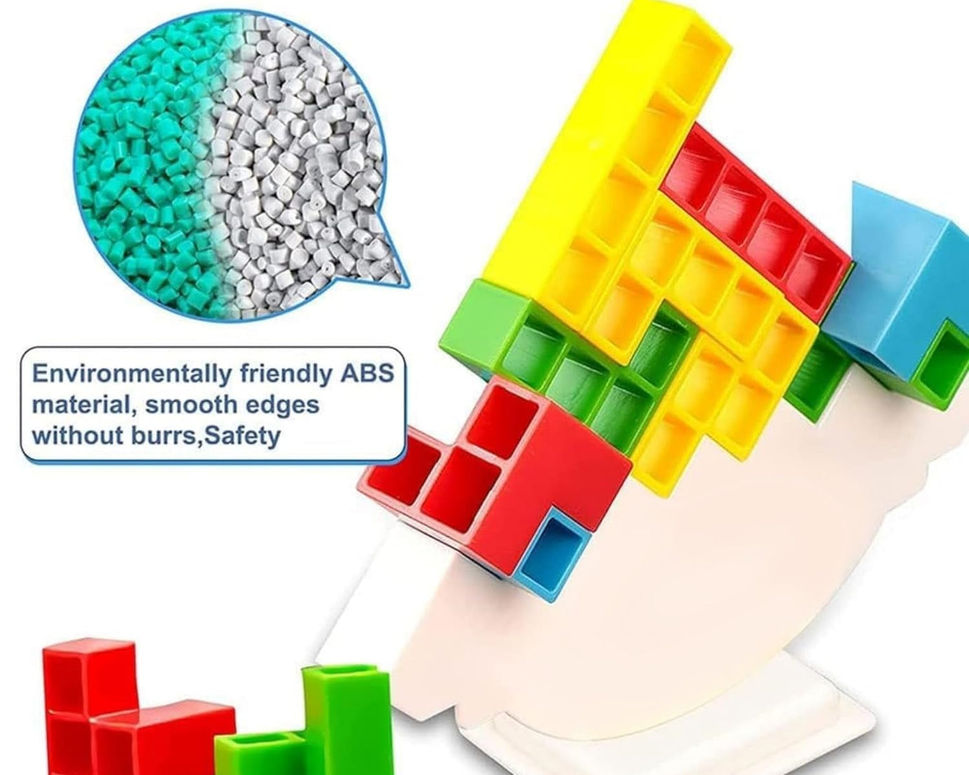 3D Tower Game, Tower Balance Game, Tower Stacking Game Adult Kid Tower Stacking Blocks Balance Game Blocks Building Toys for Kids Age 3+ Years (16 Pcs Set)