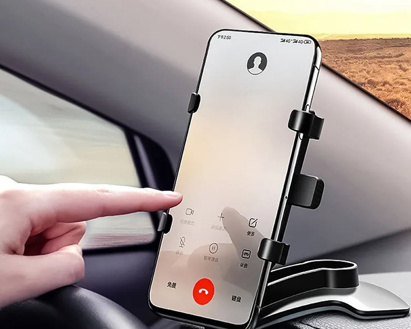 Car Phone Holder Clip Mount 360 Degree Rotation Dashboard Rear View Mirror Sun Visor Smartphone HUD Navigation Fold Stand Plastic Black Compatible For All Smart Phones