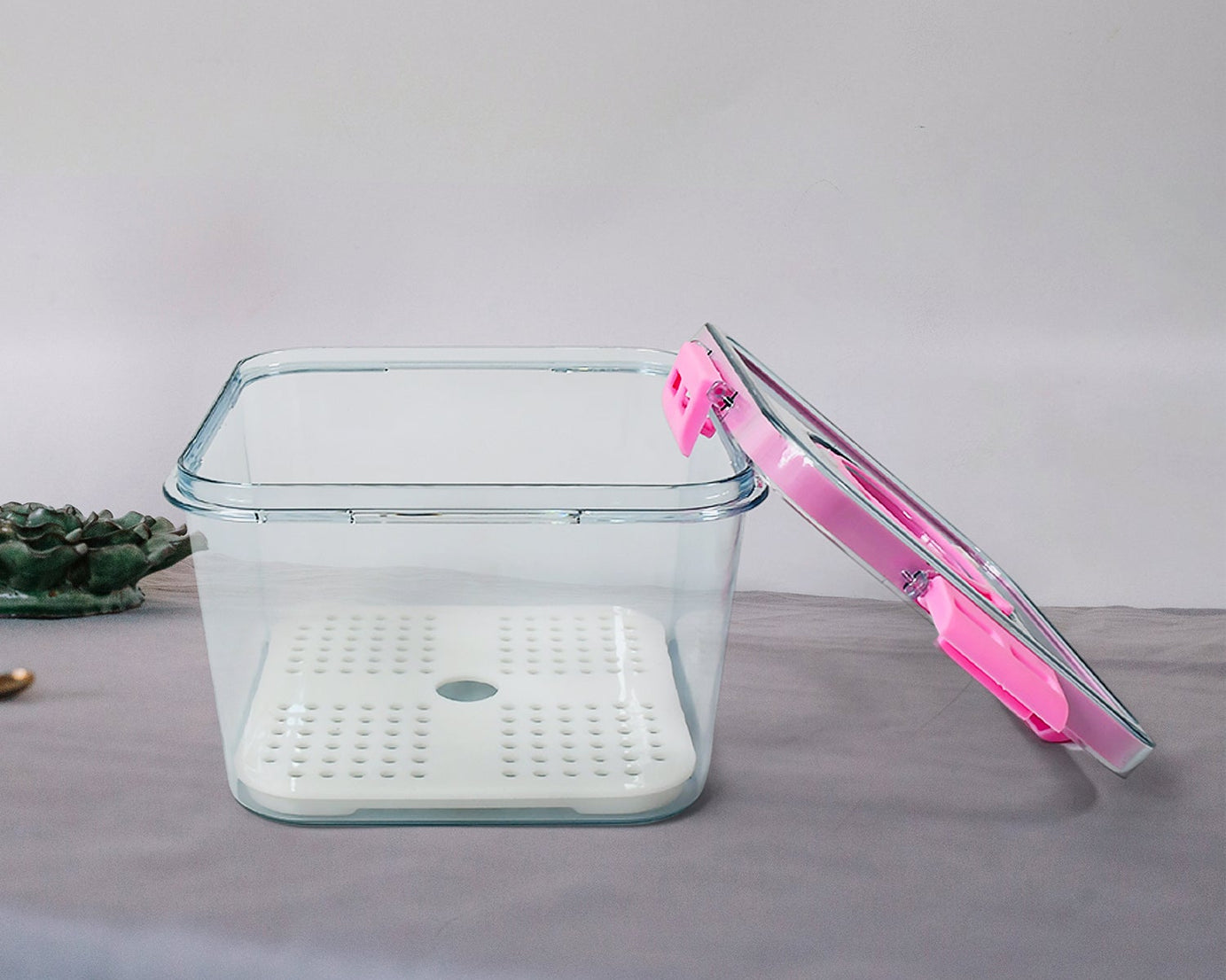 High Quality Plastic Food Storage Container Clear Washable Refrigerator Food Box Food Container Fruit Box Container with Lid (1400 ML)