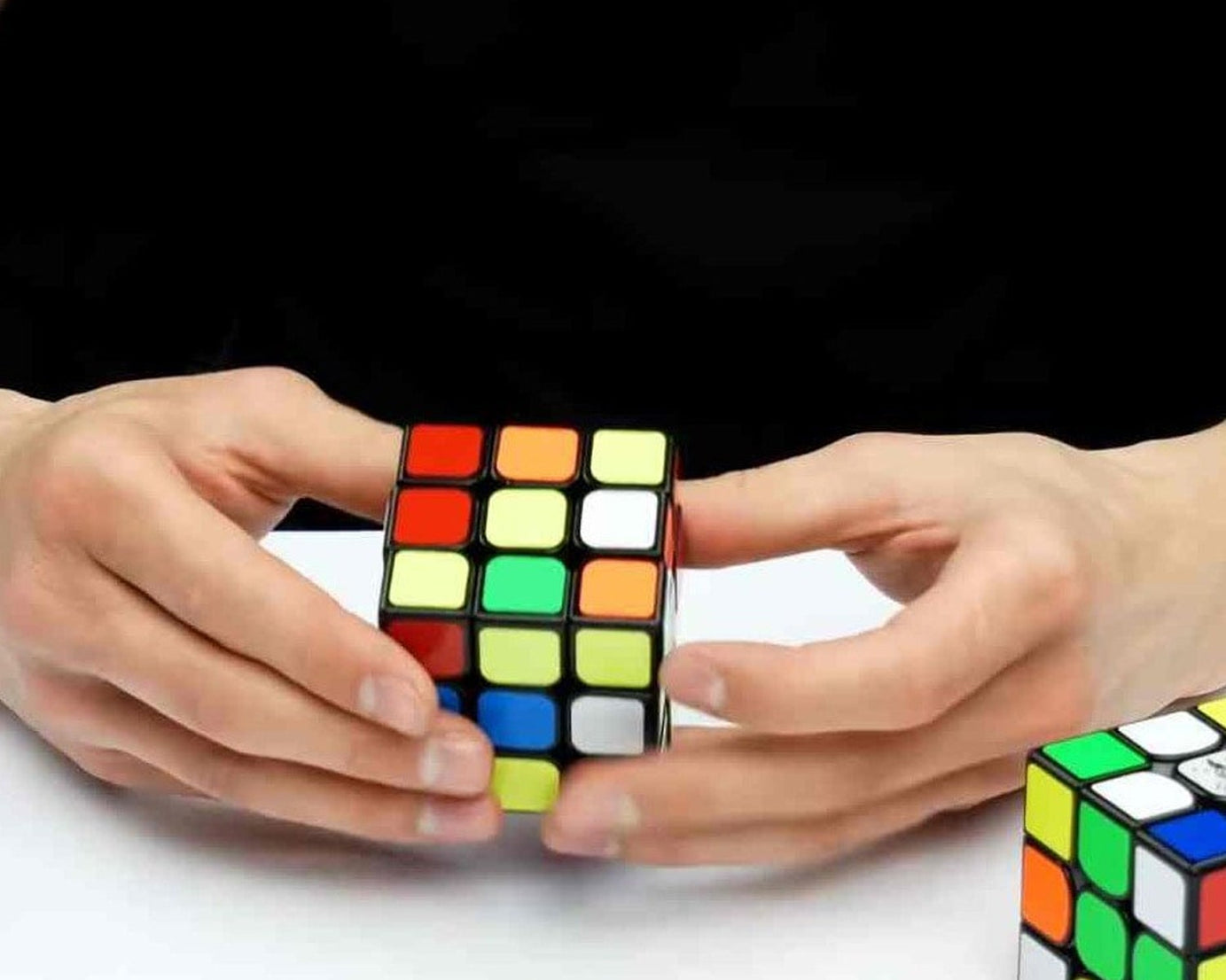 Close-up of mini magic cube, vibrant colors, suitable for kids