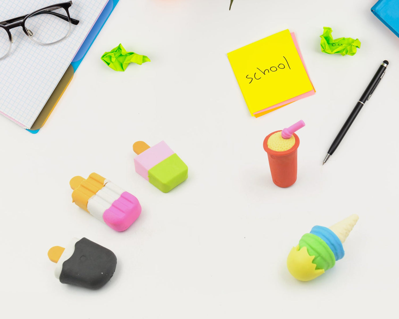 Mini Eraser Set for Kids (5 Pieces) - Fun Designs, Party Favors, School Prizes