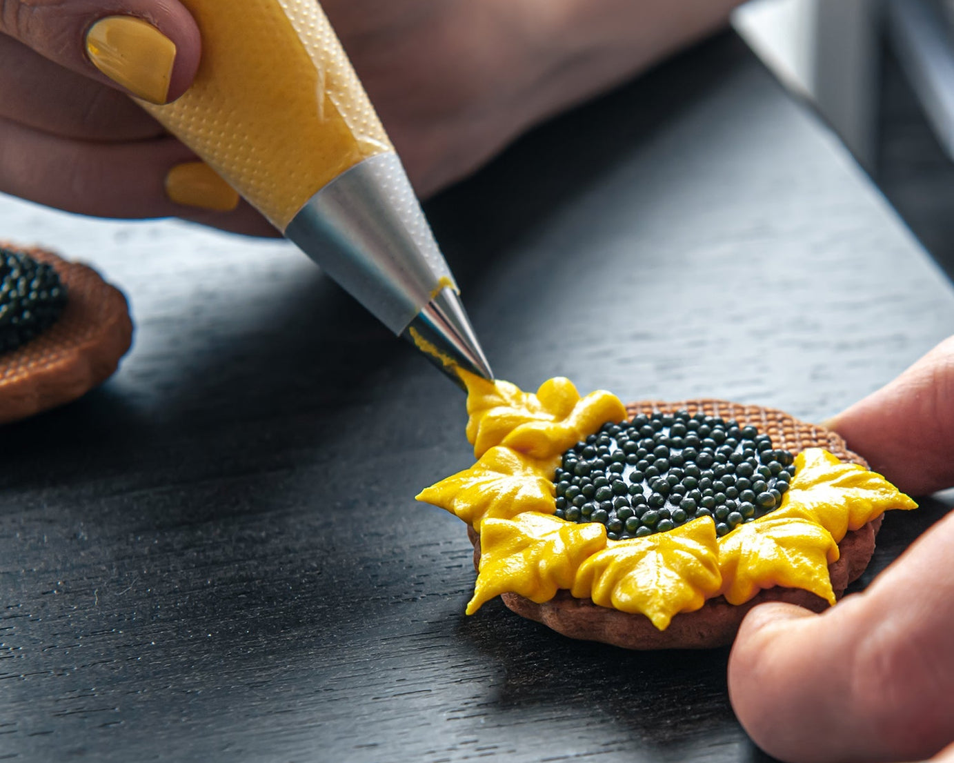 Cake decorating nozzles with piping bag