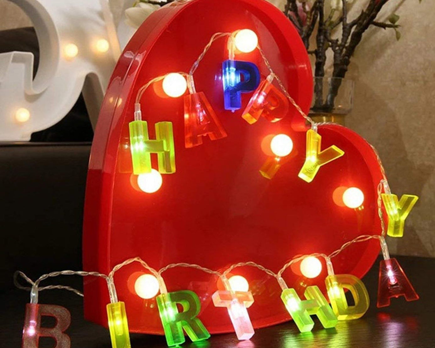13 LED Happy Birthday string lights, battery-powered