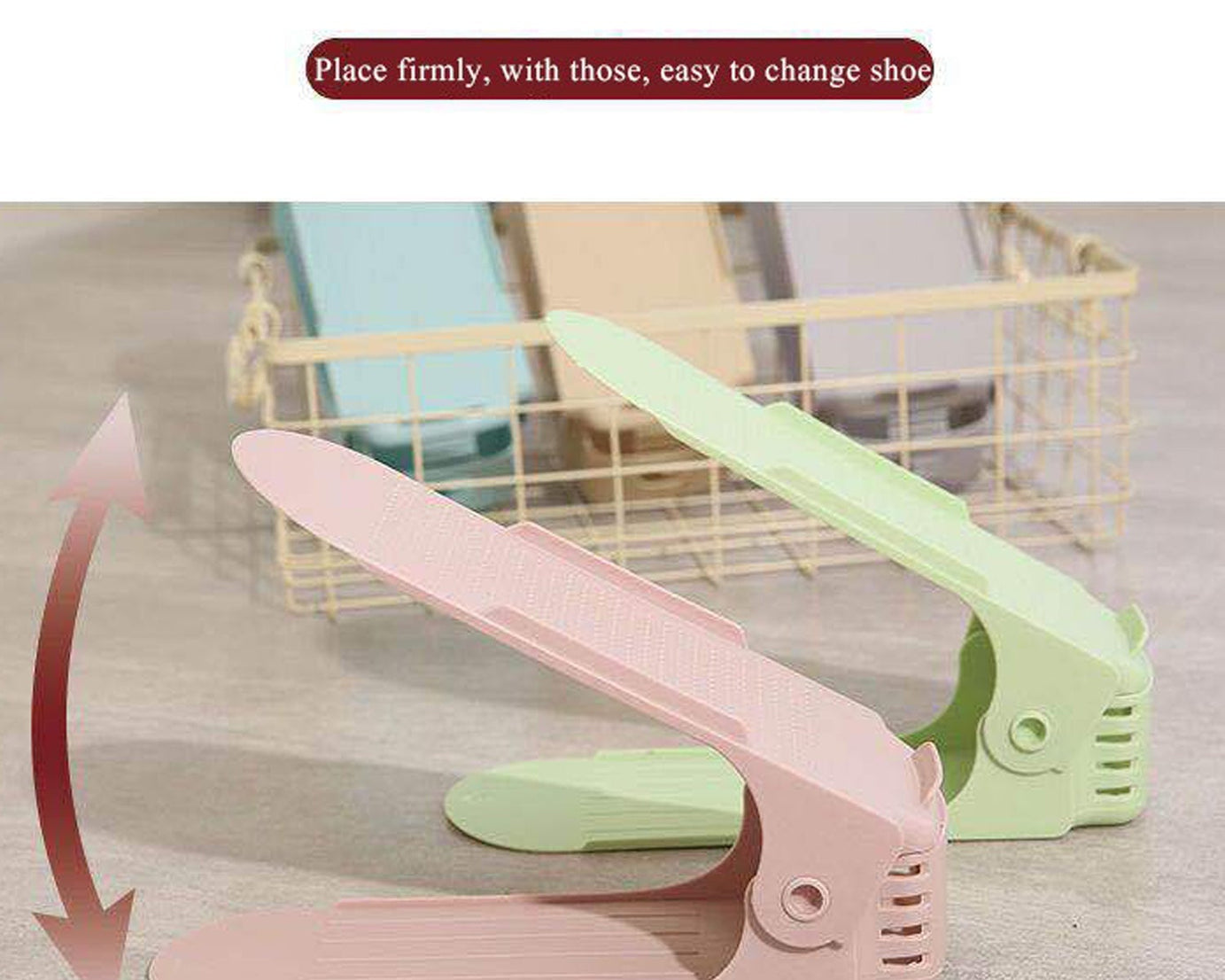 Folding shoe slots organizer with adjustable size options.