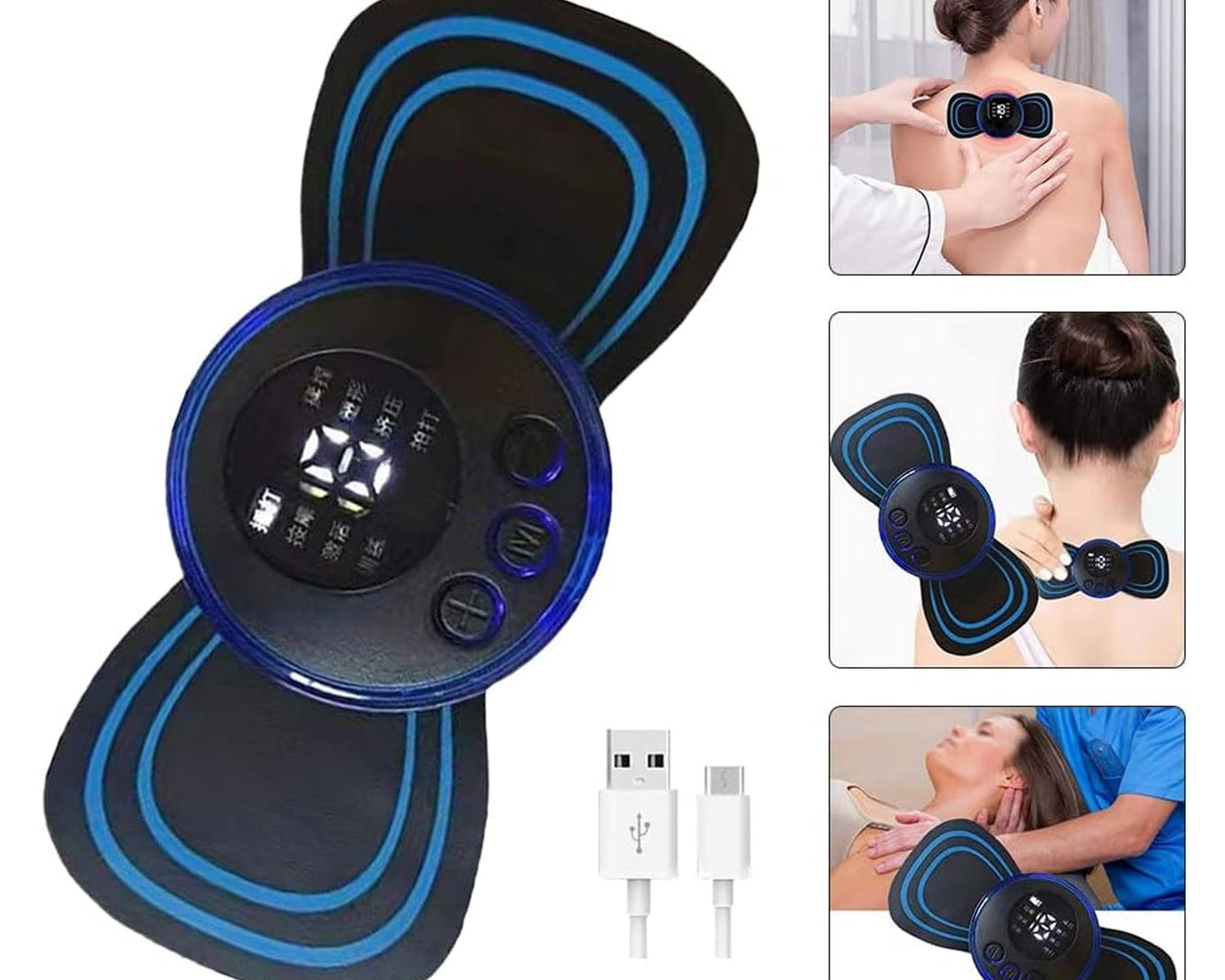 Portable USB Neck Massager Electric Neck Massager Automatic Massage Enhancer Mini Cervical Massager EMS Lymphatic Drainage Massage with Cable
