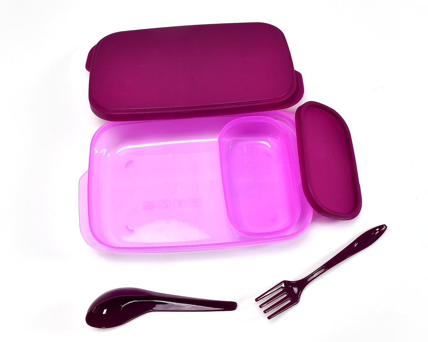 Food grade plastic lunch box with secure lid for freshness.