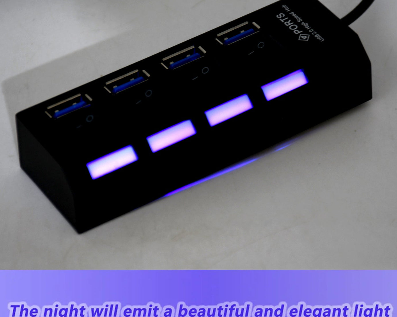 4 Port USB, HUB USB 2.0 HUB Splitter High Speed with On/Off Switch Multi LED Adapter Compatible with Tablet Laptop Computer Notebook