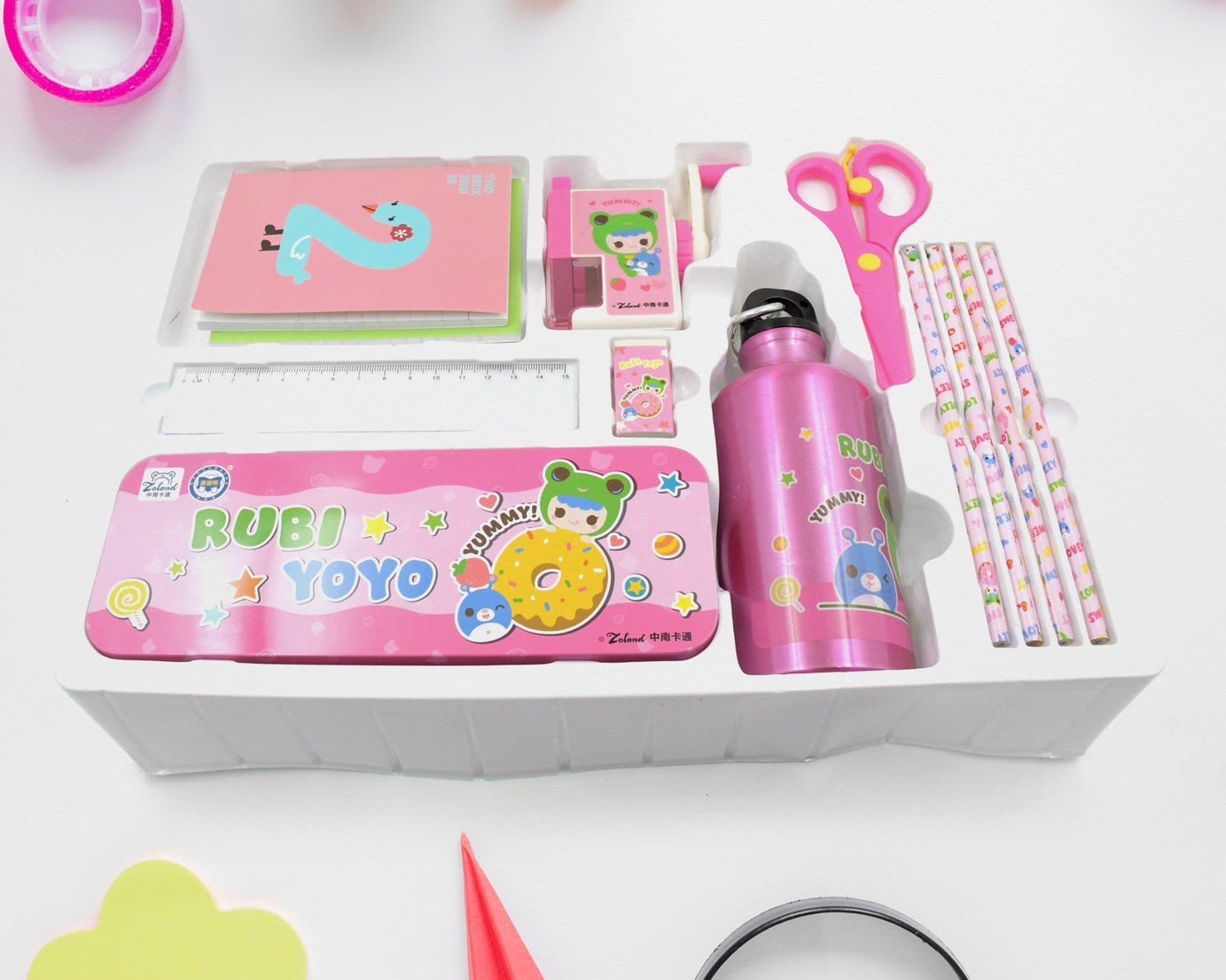 12-Piece Stationery Set: Pencil Box, Pencils, Erasers & More