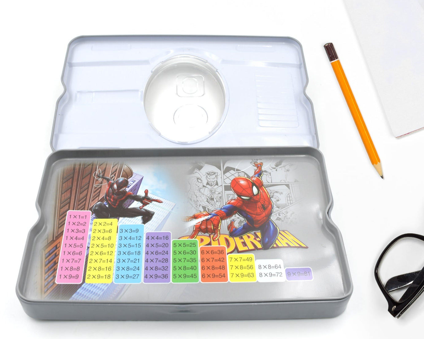 Big Cartoon Printed  Metal Compass Box, Pencil Case With Sharpner, Eraser, Pencil, Marker & Scale for Kids Stationery Compass Box, Stationery Gift for School Kids Compass, Pencil Box, Birthday Return Gift for Kids  (6 Pc Set)