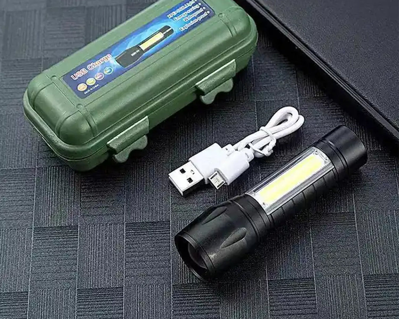 LED Flashlight Rechargeable USB Mini Torch, Ultra Brightest Zoom Flash Light Handheld Pocket Compact Portable Tiny Lamp with COB Side Lantern, High Power Tactical Travel Emergency Flashlights