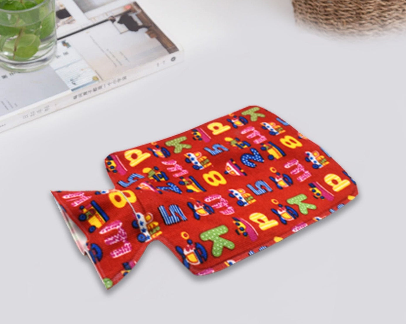 Medium rubber heating pad bag placed on a surface, highlighting its usability and size