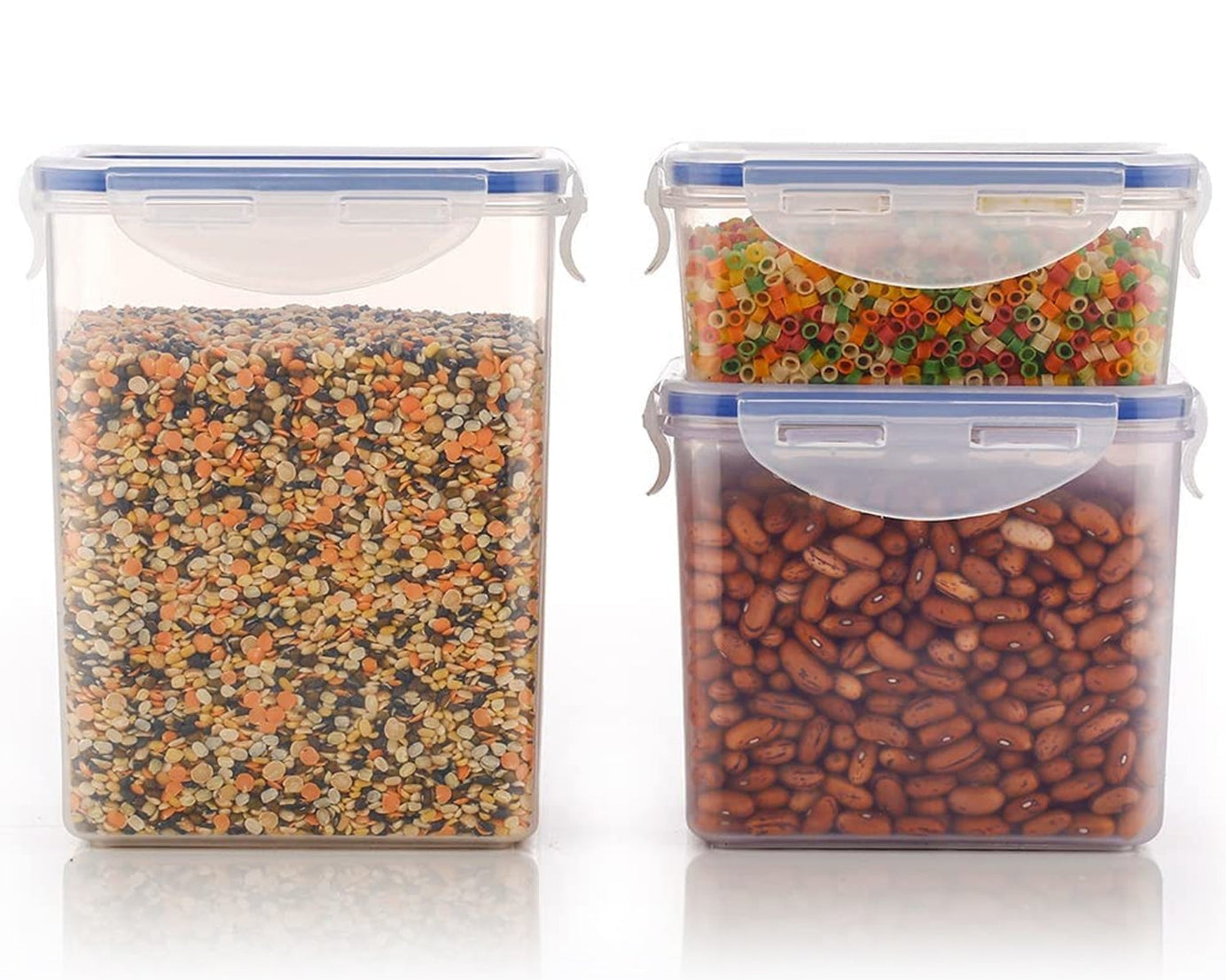 Rectangle Food Storage Containers: Airtight, Leak-Proof Lids (3-Pack, Clear ABS)