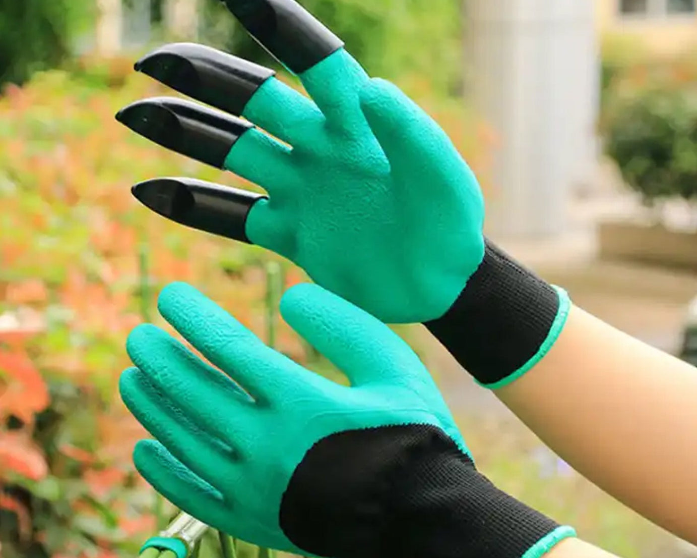 0719 Heavy Duty Garden Farming Gloves- ABC Plastic Washable With Hand Fingertips & ABS Claws For Digging & Planting, Gardening Tool for Home Pots Agriculture Industrial Farming work Men & Women (1 Pair / Mix Color)