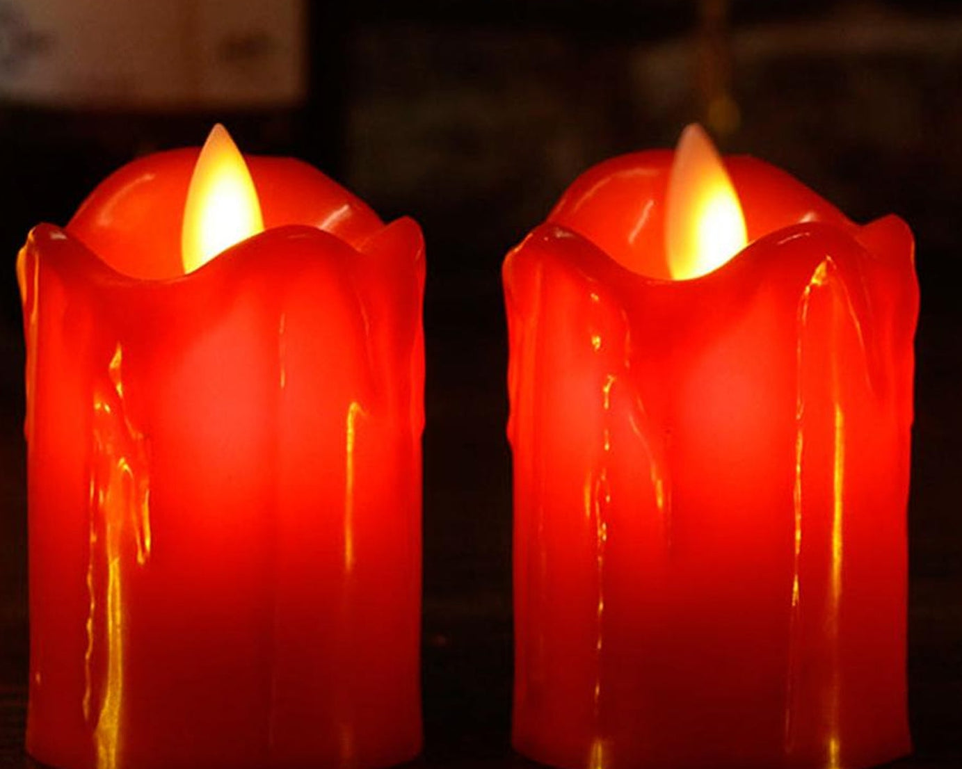 Decorative multicolor flameless candles set.