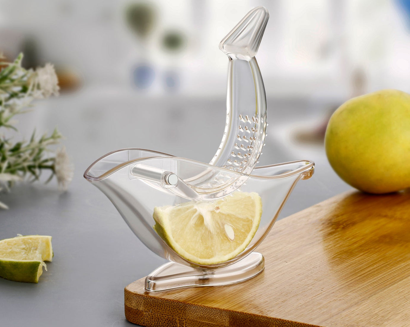 Bird-shaped hand juicer for citrus fruits