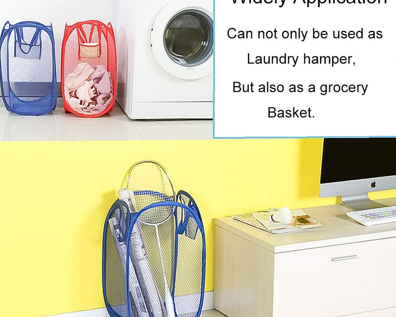 Foldable Collapsible Mesh Laundry Bag Pack Of 1 (Mix Color)