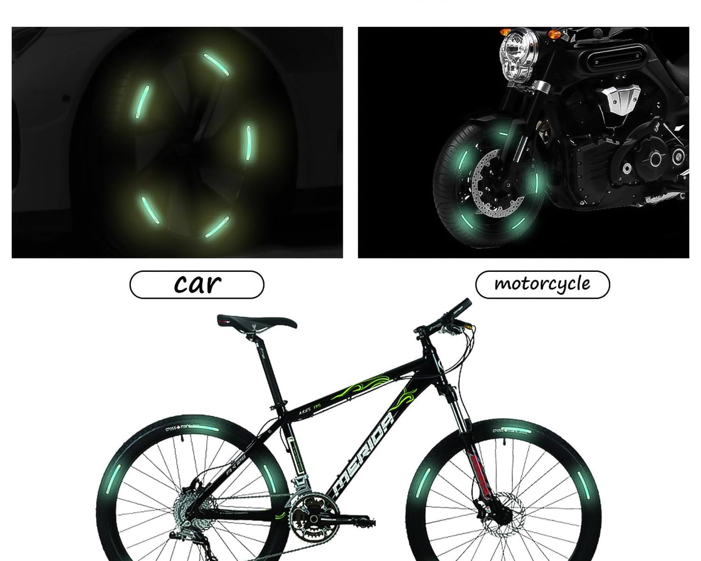 Car Wheel Hub Reflective Car Stickers, Night Warning Stickers (20 Pcs Set/ Multicolored)