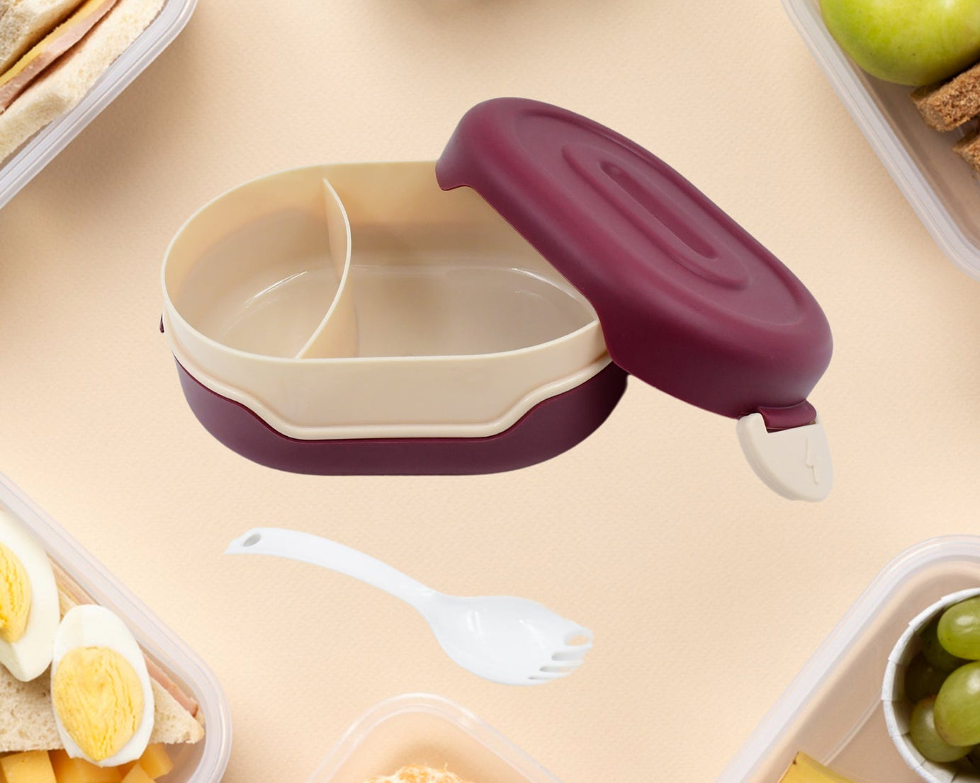 Tiffin Box with 2 in 1 Spoon And 2 Compartment