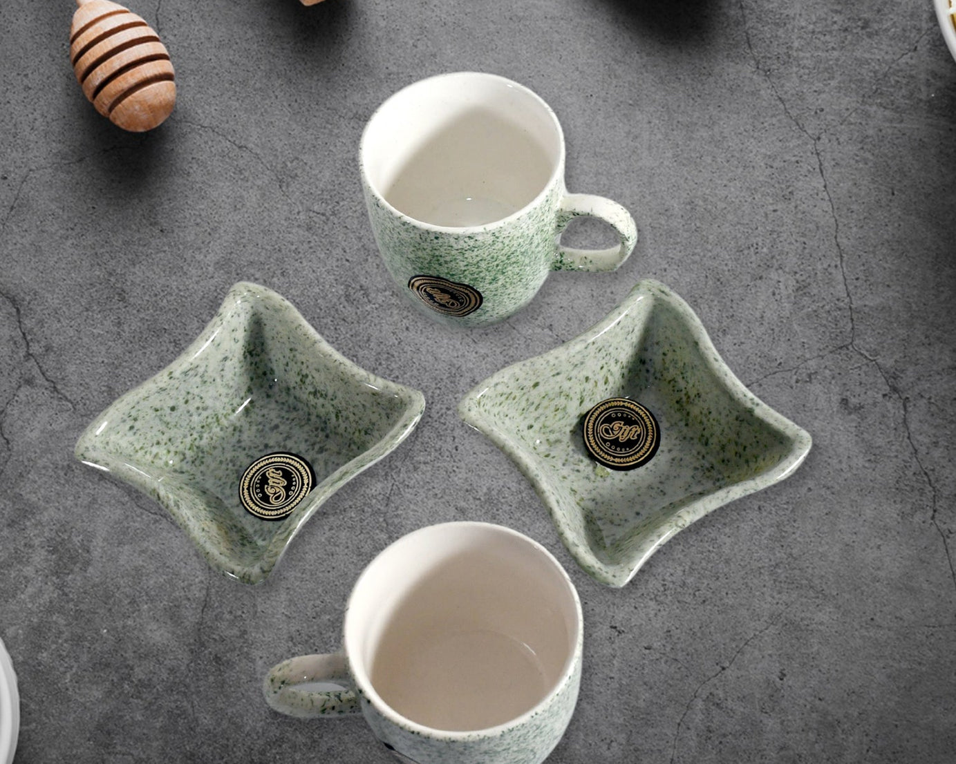 Ceramic Tea / cups / Mug Set Including Snacks / Serving Bowl Milk Cup, Coffee Cup, Tea Cup, Breakfast Cup, Drinking Mug or Outdoor for Household, Gift for Birthday, Wedding Party (4 Pcs set)