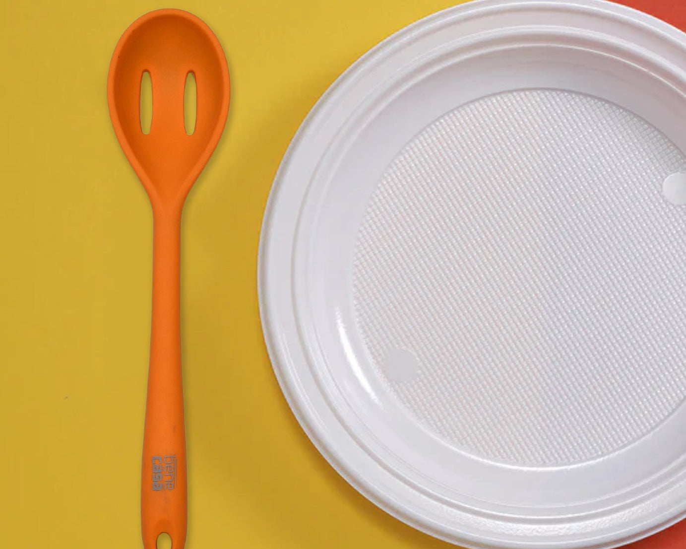 Non-stick silicone spoon, side view