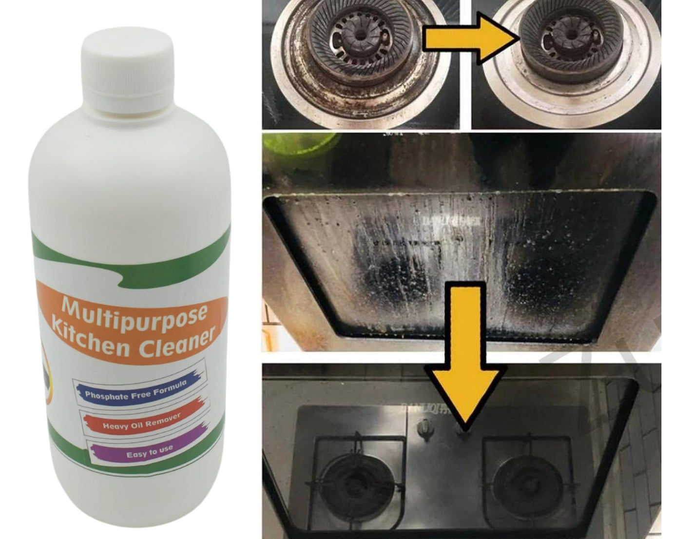 Kitchen Cleaner Spray Oil & Grease Stain Remover Stove & Chimney Cleaner Spray Non-Flammable Nontoxic Magic Degreaser Spray for Kitchen Gas Stove Cleaning Spray (Approx 500ML)