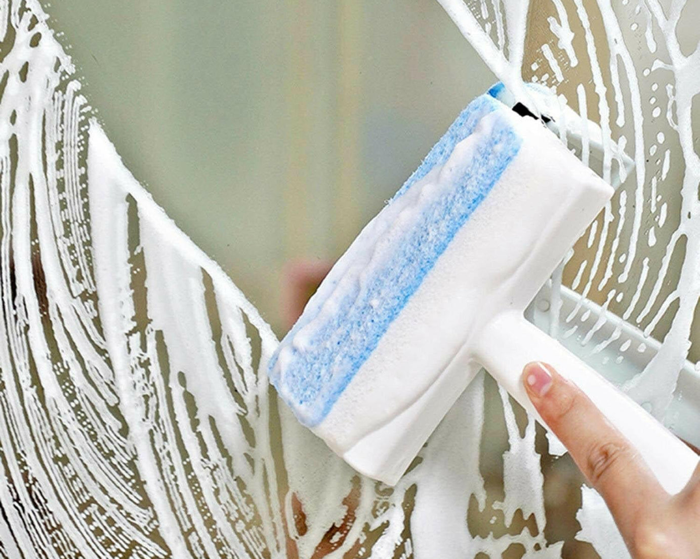 2-in-1 Glass Wiper & Cleaning Brush | Double-Sided Mirror, Tile, and Grout Cleaner for Bathroom & Windows