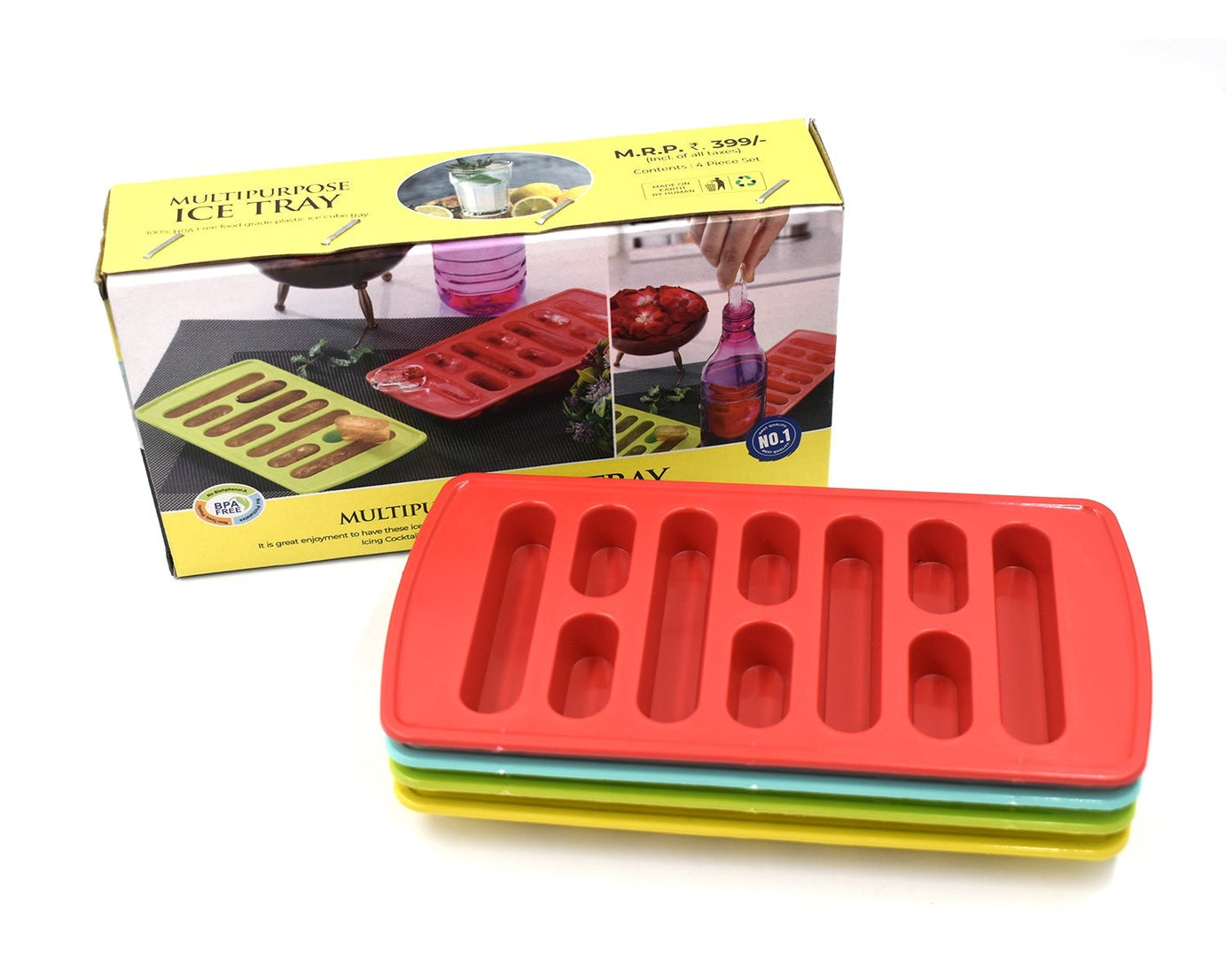 4 Pc Fancy Ice Tray used widely in all kinds of household places while making ices and all purposes.