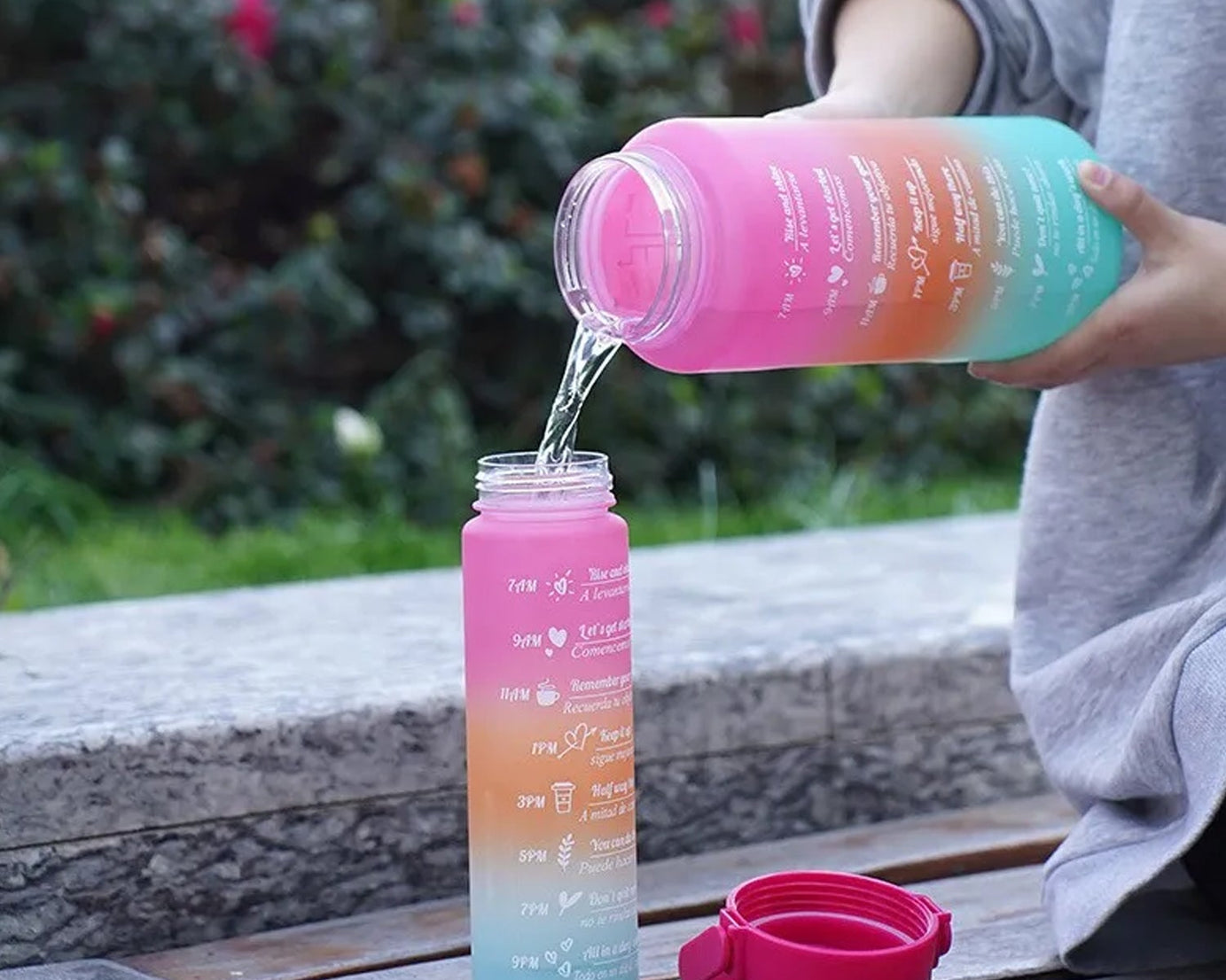 0286 Plastic Water Bottle 2 pc Different Size Bottle High Quality Water Bottle Plastic Water Bottle BPA-Free & Leak-Proof!  Cartoon Printed Design for Kids' School, For Fridge, Office, Sports, School, Gym, Yoga (2 Pc Set)