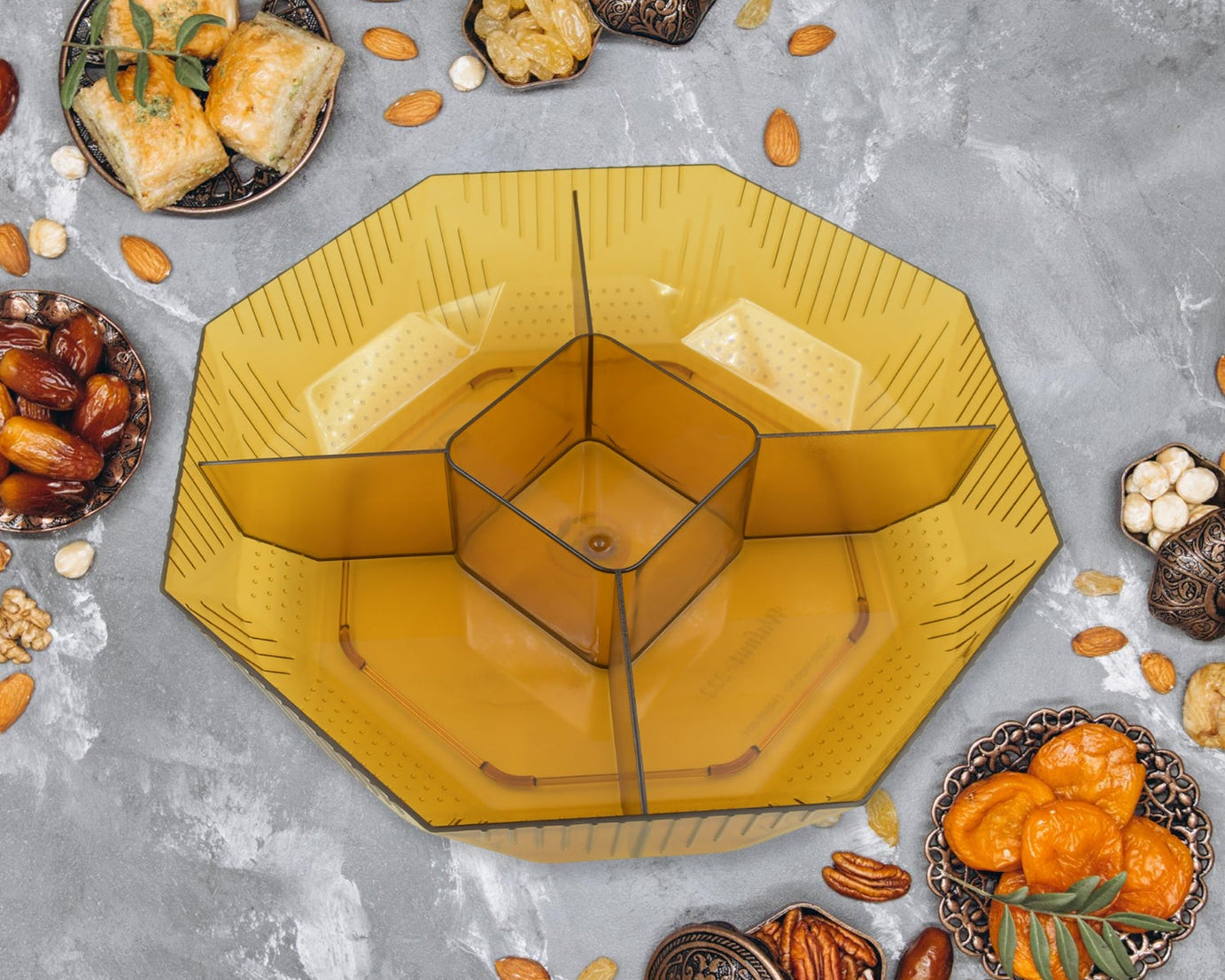 3706 Walnut Dry Fruit Box, Large Size Dry Fruit for Gift, Food Storage Fruit and Candy Plate for Living Room Snack Dry Fruit Candy Creative Storage Box Watermelon Seeds Nuts Acrylic Mesh Trays Snack Plates (1 Pc / Multicolor )