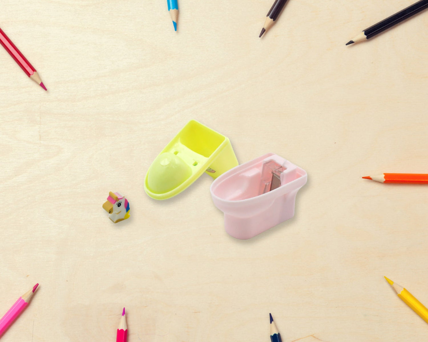 Fun & Functional! Toilet Pencil Sharpener with Eraser (2 Pc Set)